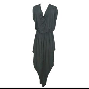 Black Cowlneck Open Back Sexy Flowy Soft Club Vegas Party Evening Jumpsuit. L-XL